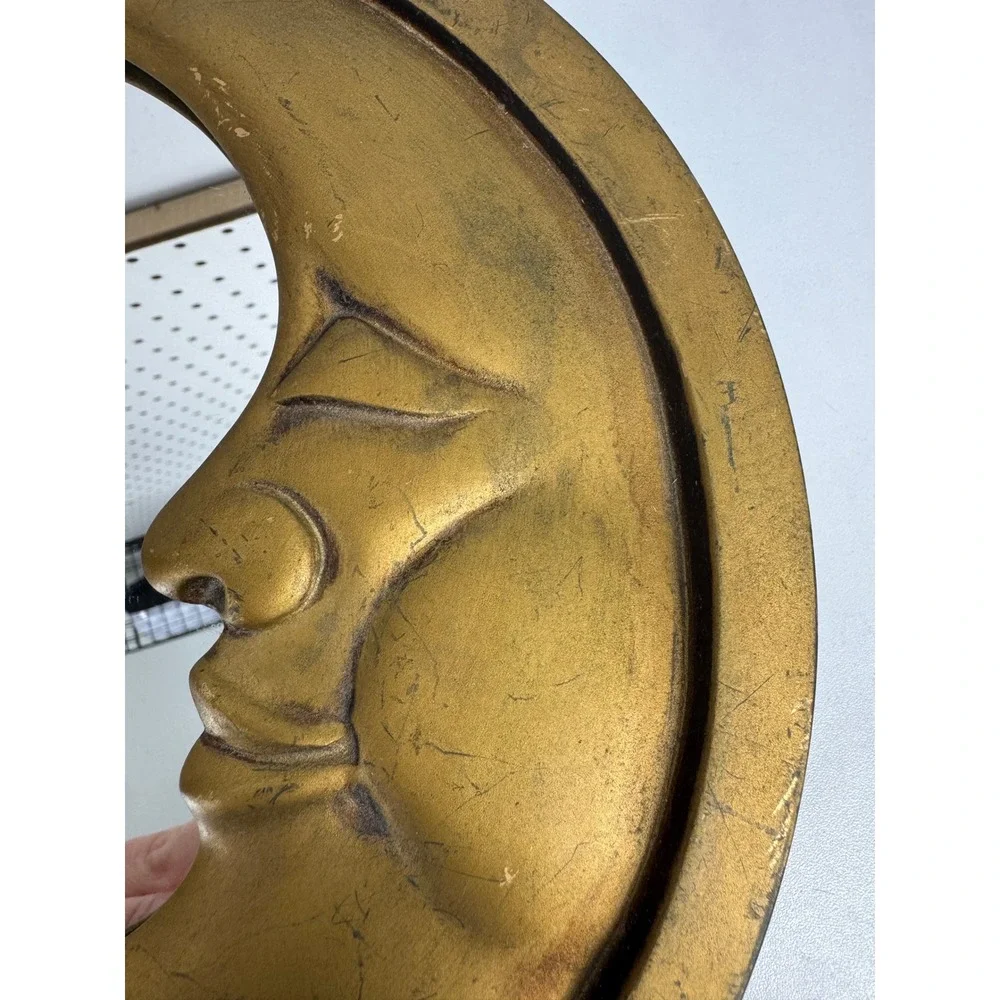 Vtg 90s Celestial Crescent Moon Face Mirror Taiwan Whimsigoth Gothic Witchy 9.5